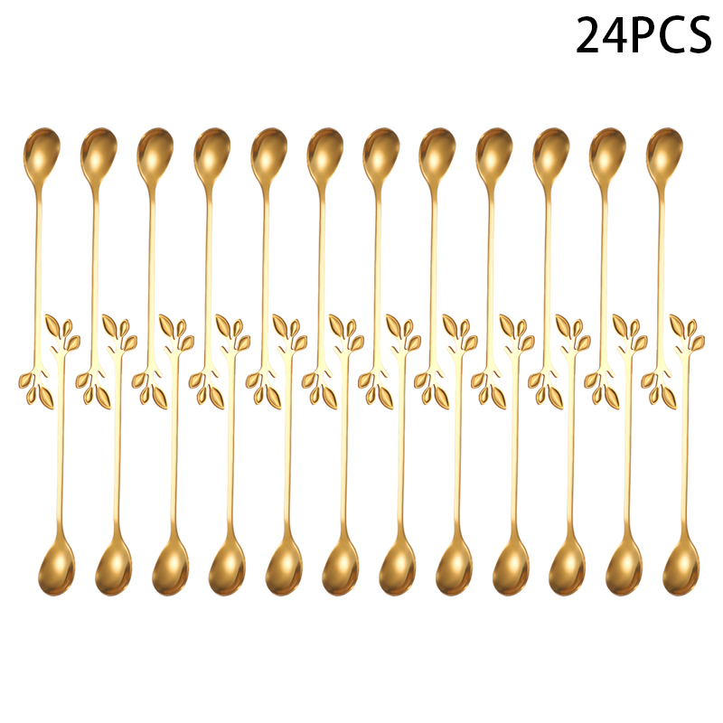 Coffee Tea And Sugar Canister Set - 6/12/24pcs Leaf Tea Spoon Tea Fork