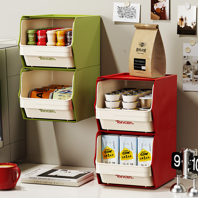 Coffee Tea Box - Coffee Capsule Holder Stacked Desktop Storage