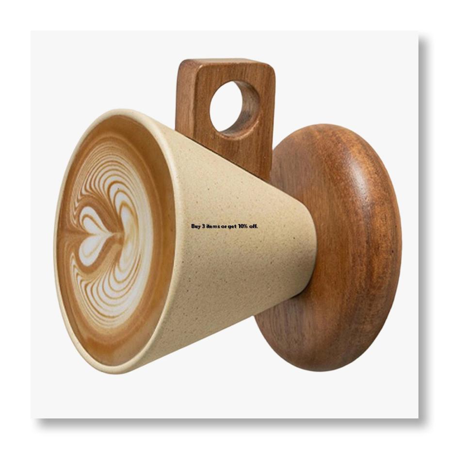 Coffee & Tea Restaurant - Ceramic Coffee Cup& Wood Base Spoon