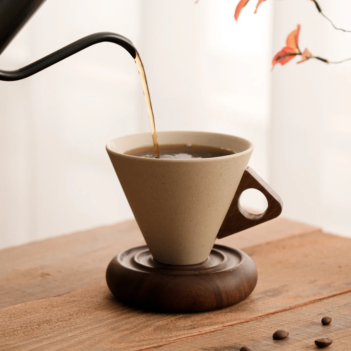 Coffee Tea Latte - Triangular Cone Shape Vintage Pottery Tea