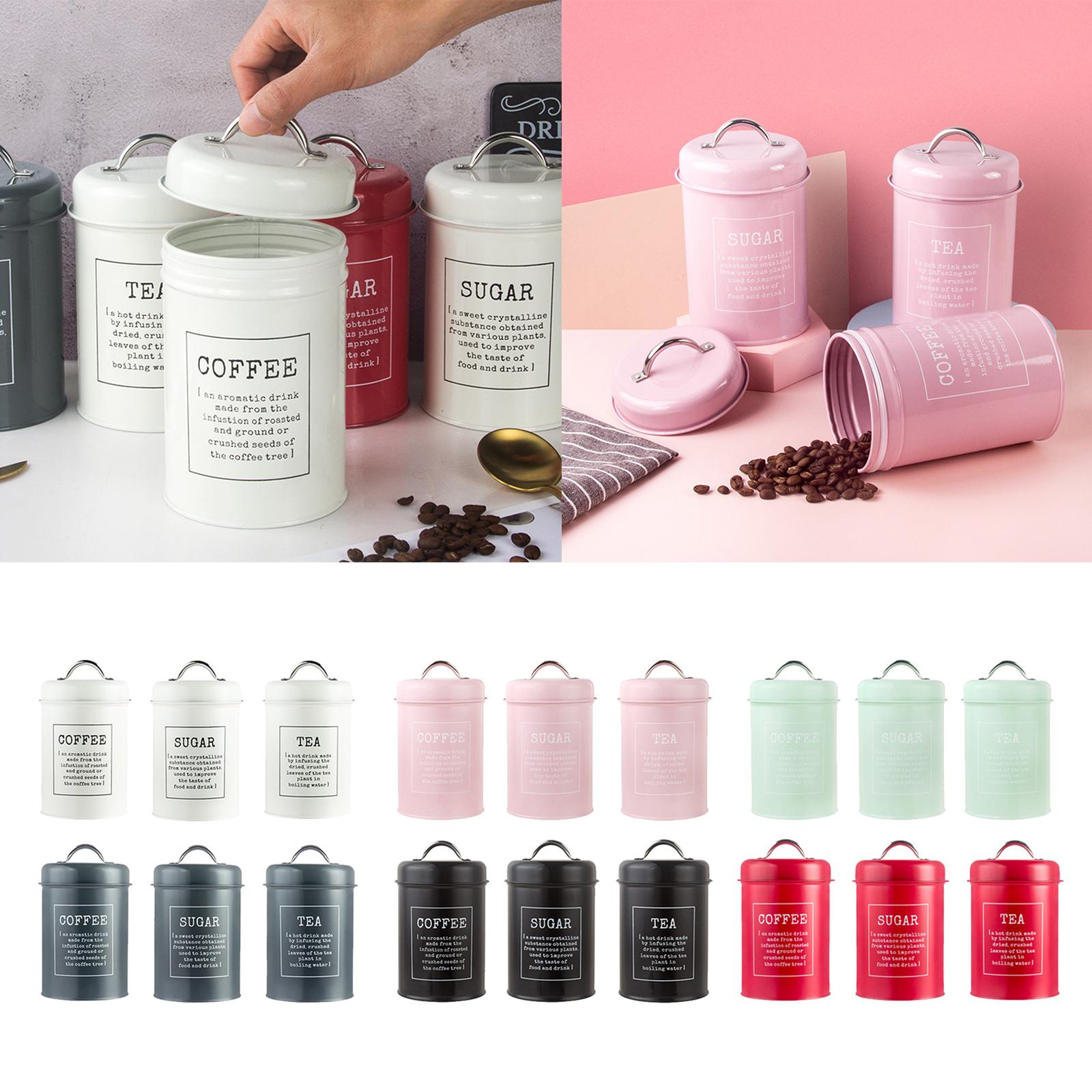 Coffee Tea And Sugar Canister Set - 3pcs 1200ml Airtight Kitchen Canister Set