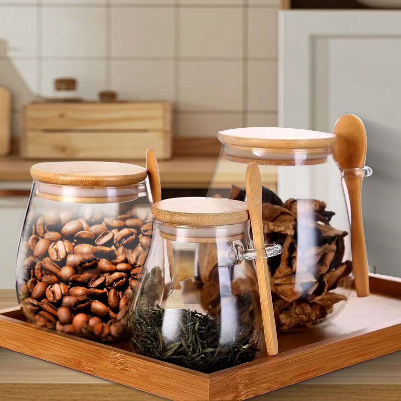 34oz sealed glass jar with spo - Coffee Tea And Sugar Canister Set ulasan dan harga