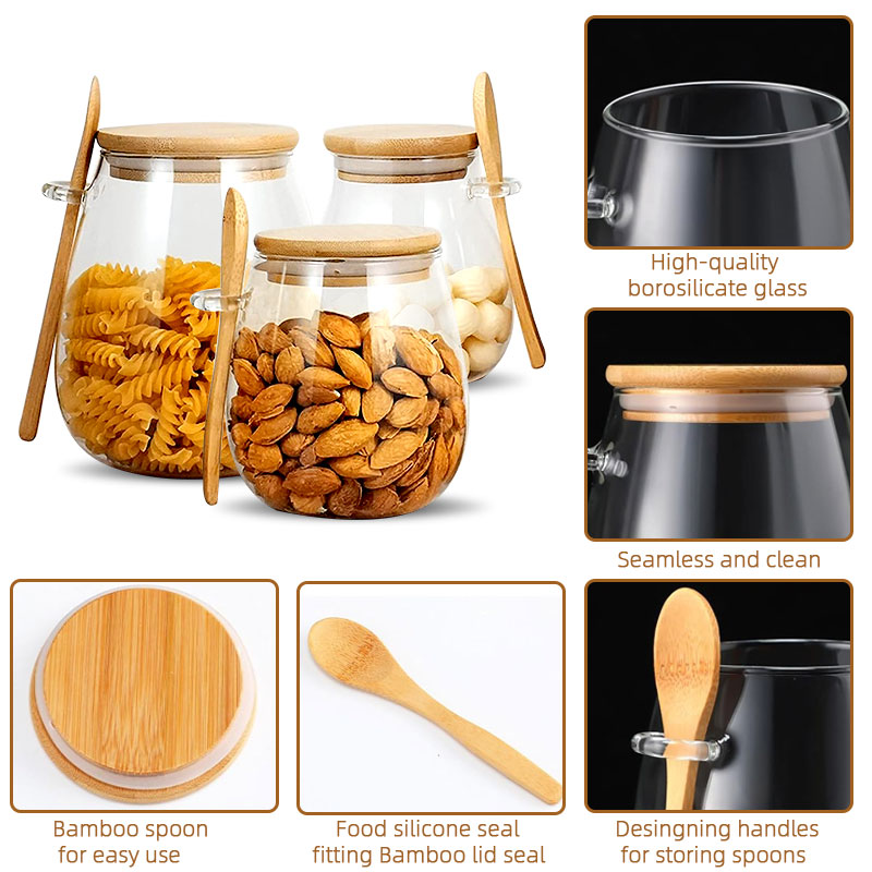 34oz sealed glass jar with spo - Coffee Tea And Sugar Canister Set ulasan dan harga