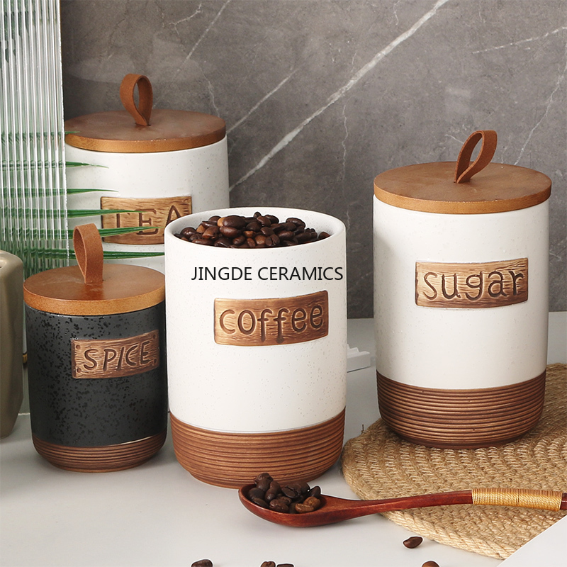 1pc Ceramic sealed jar Coffee  - Coffee Tea And Sugar Canister Set ulasan dan harga