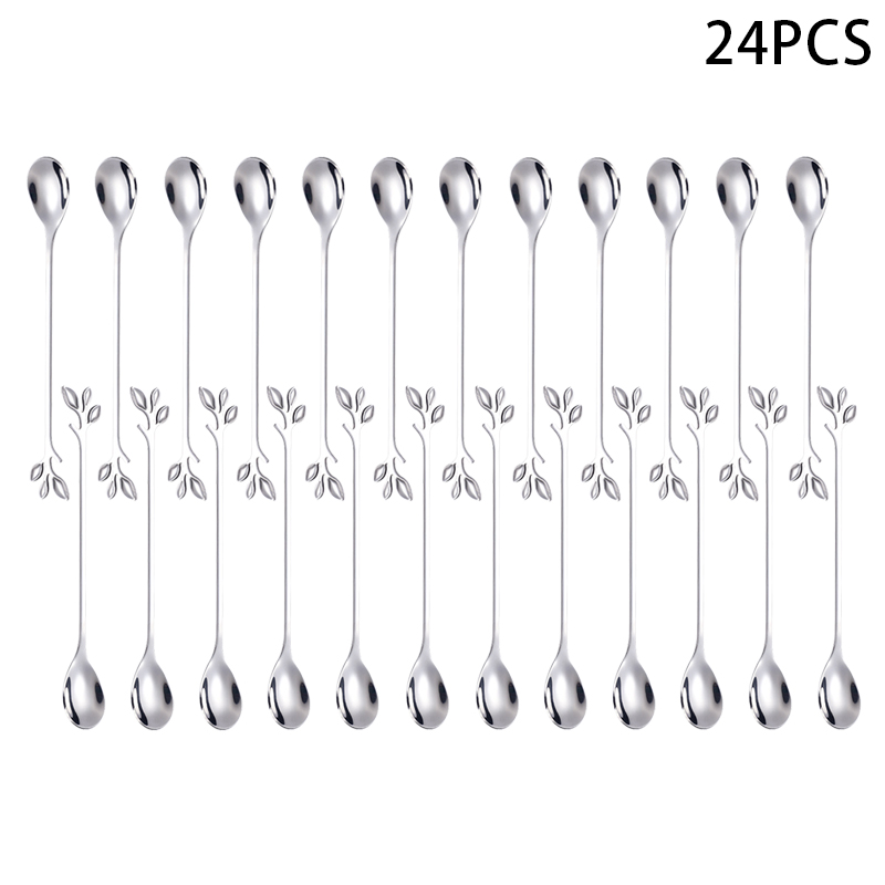 6/12/24pcs Leaf Tea Spoon Tea  - Coffee Tea And Sugar Canister Set ulasan dan harga