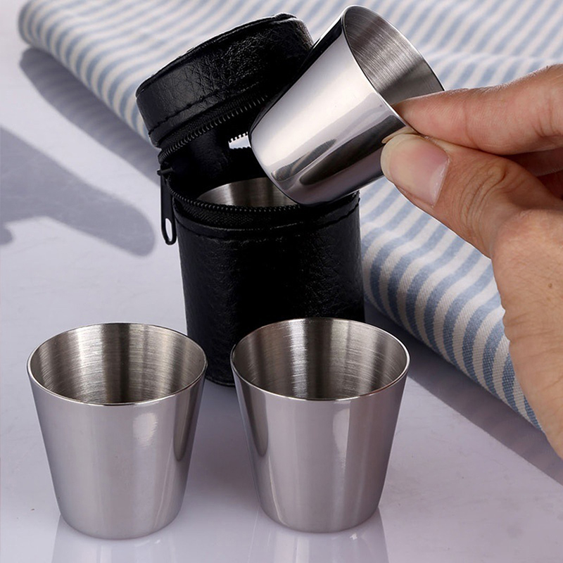 4/6Pcs Stainless Steel Cups Mi - Coffee Tea And Sugar Canister Set ulasan dan harga