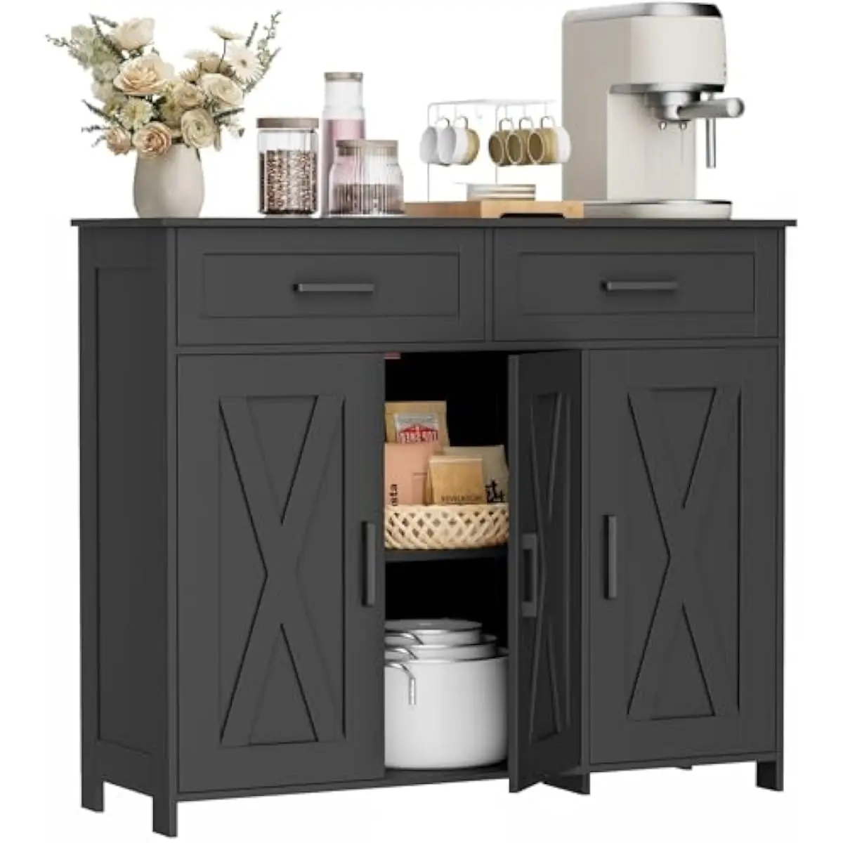 Coffee Bar Storage Cabinet wit - Coffee & Tea Restaurant ulasan dan harga
