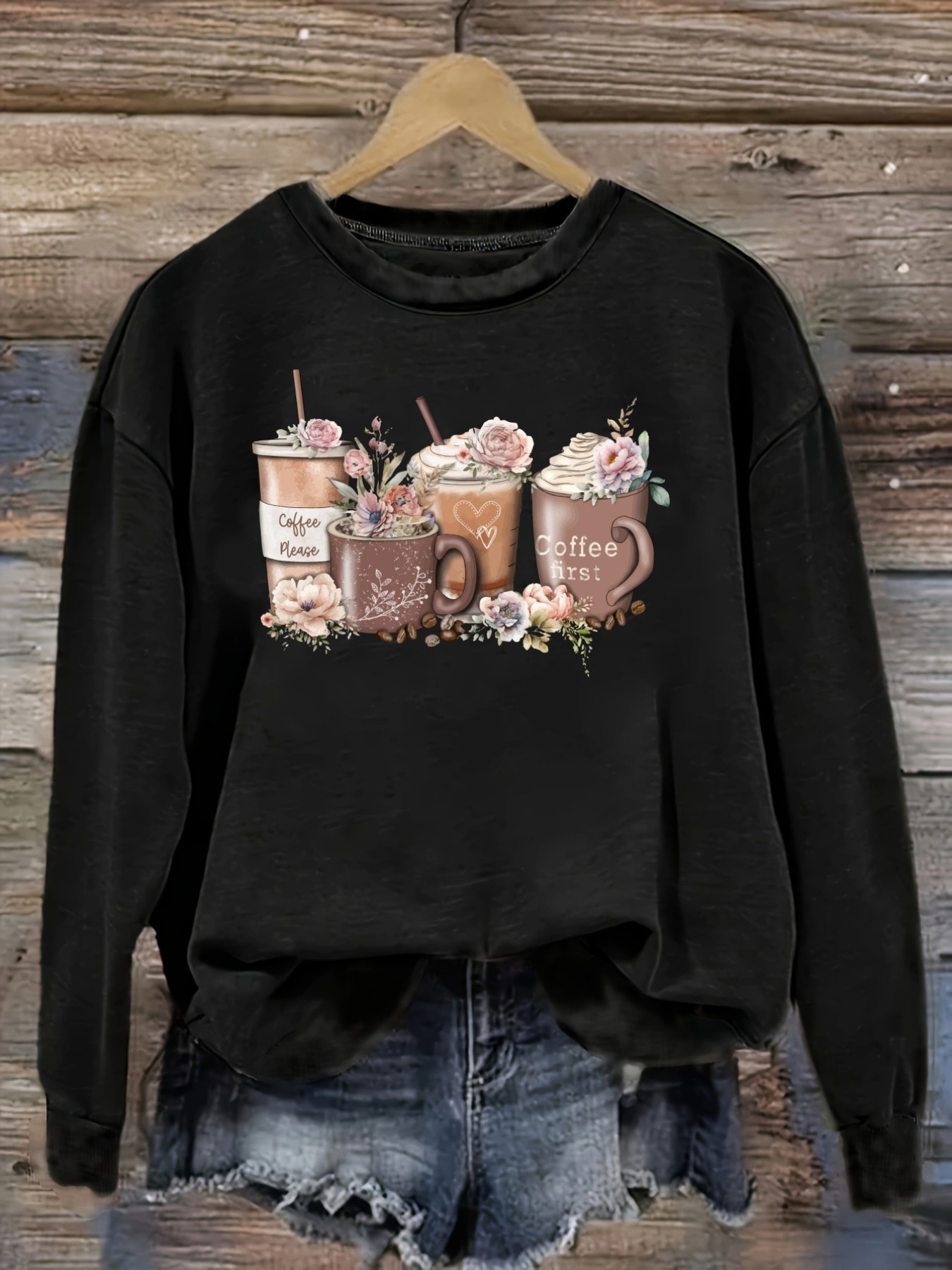 Women's Casual Long Sleeve Cre - Coffee & Tea Restaurant ulasan dan harga