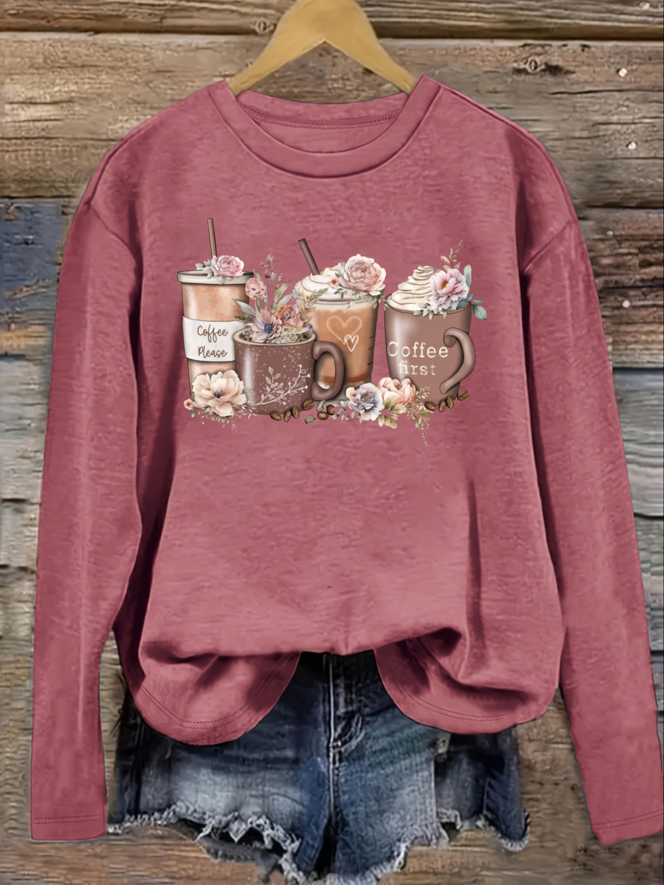 Women's Casual Long Sleeve Cre - Coffee & Tea Restaurant ulasan dan harga
