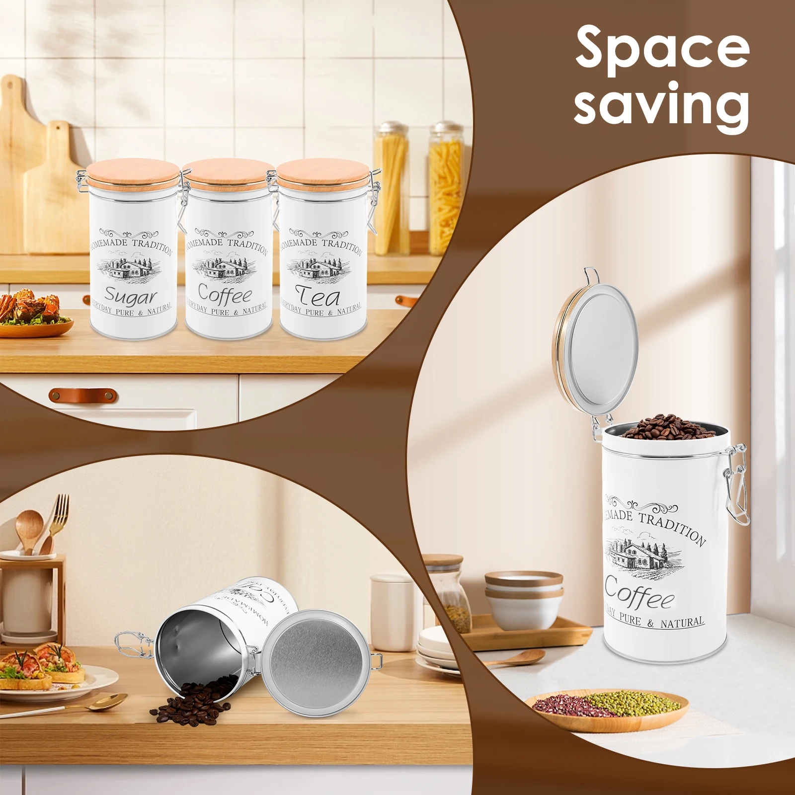 3Pcs/Set Tea Coffee Sugar Cani - Coffee Tea And Sugar Canister Set ulasan dan harga