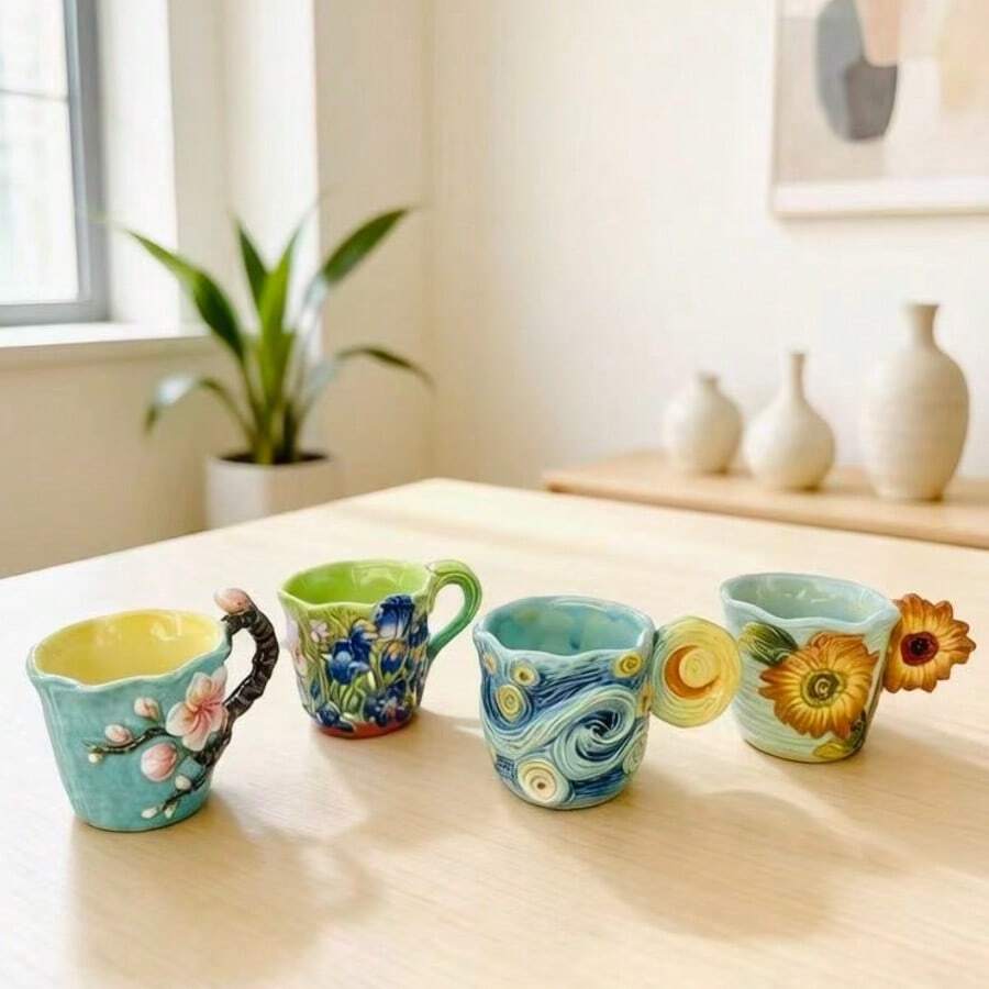 4pcs Van Gogh series embossed  - Coffee Tea Van ulasan dan harga