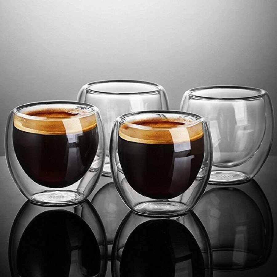 Double Walled Glass Coffee Mug - Coffee Tea Sugar Set ulasan dan harga