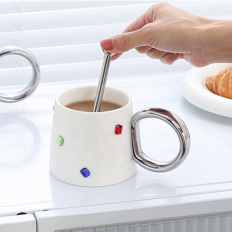 Gemstone Ceramic Mug Coffee Mu - Coffee Tea Friends ulasan dan harga