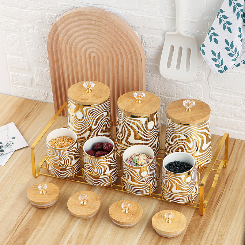 Set of 7 Color Glazed Ceramic  - Coffee Tea And Sugar Canister Set ulasan dan harga
