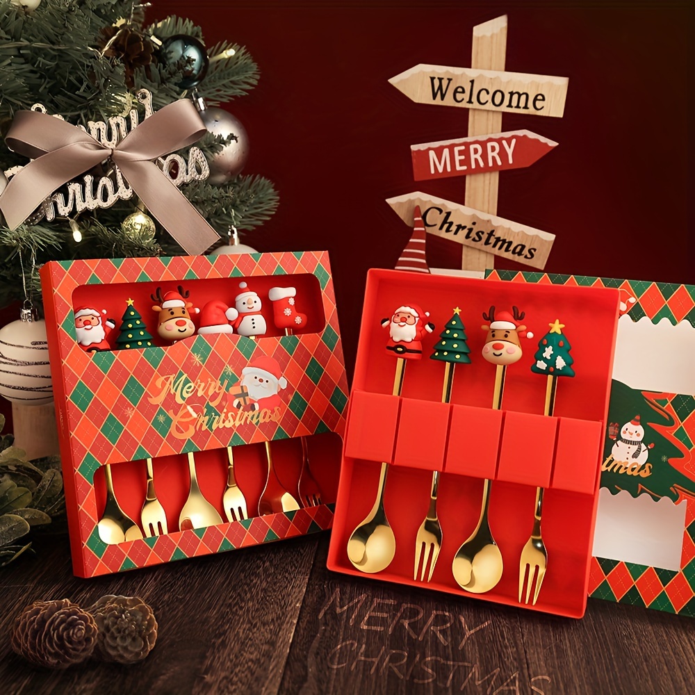 1Set Creative Christmas Fork A - Coffee Tea And Sugar Canister Set ulasan dan harga